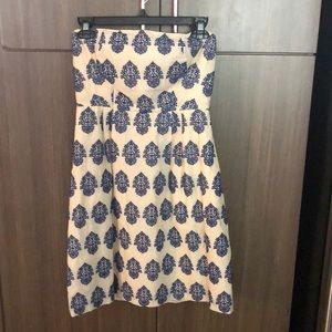 Blue and white J. CREW strapless dress